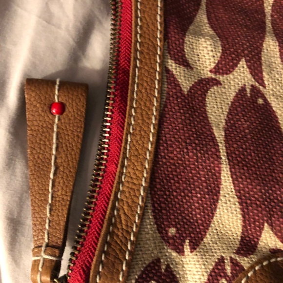 Gap Red Project for Africa Pebble Leather Canvas Fish Print Zipper Clutch Pouch - Picture 5 of 5